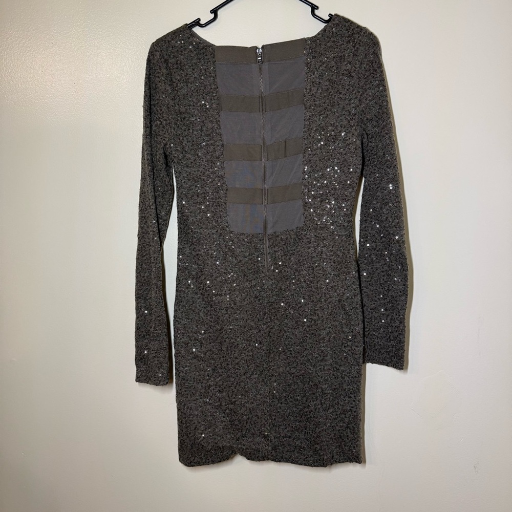 Alice + Olivia Charcoal Sequins Long Sleeve Dress - Picture 2 of 3